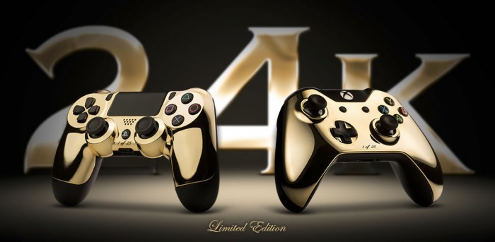 Dualshock 4 y mandos xBox chapados en oro de 24K