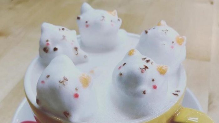 Arte latte en 3D del café japonés